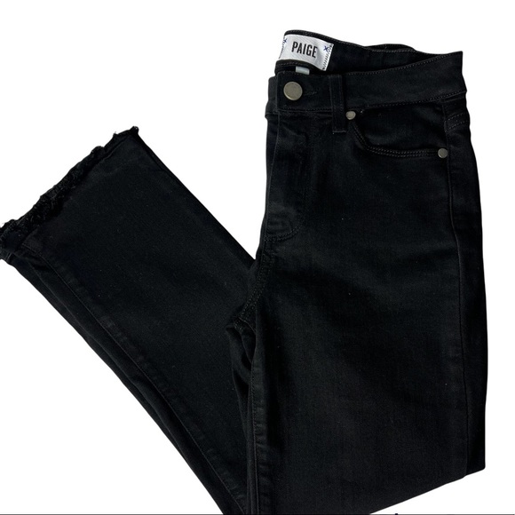 PAIGE Jeans Black Elaine High Rise Denim Raw Hem Jeans Size 25 - Picture 16 of 17